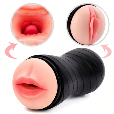 2-In-1 Double Sided Masturbator - Realistic, Textured Masturbation Cup, Pocket Pussy, Vagina, Male Masturbation Stroker