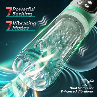 2024 Automatic Thrusting Rotation Male Masturbator Penis Pump Sucking Pocket Pussy Blowjob Machine Sex Toys with LED Display