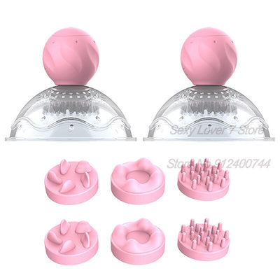 3 Accessories Rotating Stimulation Nipple Vibrator Female Masturbation Breast Enlargement Licking Bra Massager Sex Toy for Women