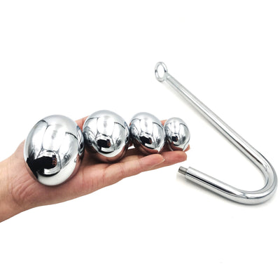 4 Size Stainless Steel Anal Balls Dilator Anal Hook Buttplugs Anus Stretcher Butt Plug Prostate Adult Game Sex Toys for Men Woman