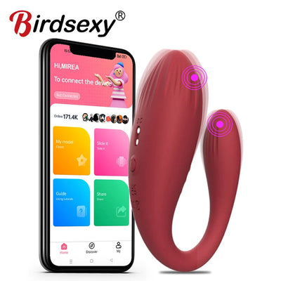 APP ควบคุมบลูทูธคู่ Vibrator สําหรับผู้หญิง Clitoris กระตุ้นหญิง G-Spot Dual Wearable Vibrating นวดของเล่นสําหรับผู้ใหญ่