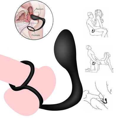 Adult Dildo Anal Butt Plug Ring Sleeve Strapon Delayed Ejaculation Chastity Device Sperm Erection Sex Toys for Men Bondage Gear