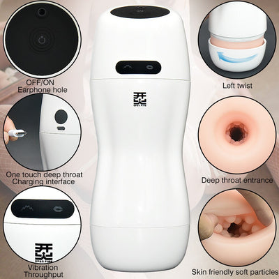 Aircraft Cup Men's Automatic Deep Throat Fire Aircraft Cup Telescopic Clip Suction Intelligent Heating Adult Masturbation Device