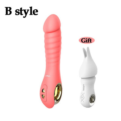 Leten 2 Pcs/set Automatic Piston Impact G Spot Vibrating Female Masturbation Stick Heating Realistic Dildo Vibrator Sex Toys