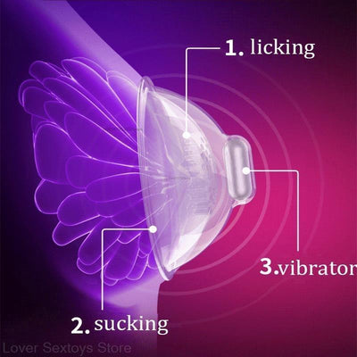 Leten Hands Free Electric Breast Pump Bra Stimulator Massager Tongue Lick Nipple Suction Cups Sucker Vibrator Sex Toy for Woman