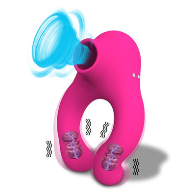 Penis Cock Ring Vibrator for Women Clit Sucker Clitoral Stimulator Sex Delay Ejaculation Dick Enlarger Ring Toys for Men Couples