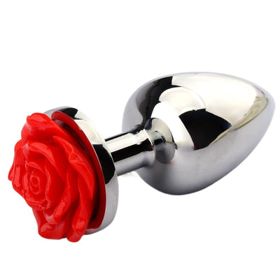 Rose Flower Anal Plug for Men and Women Masturbator Adult Sex Goods Stainless Steel Butt Toys Adults Products