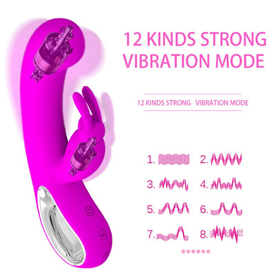 Sex Products 12 Speed G-spot Body Massage Rabbit Vibrator USB Rechargeable Female Masturbation Dildo Vibrator Sex Toy for Woman