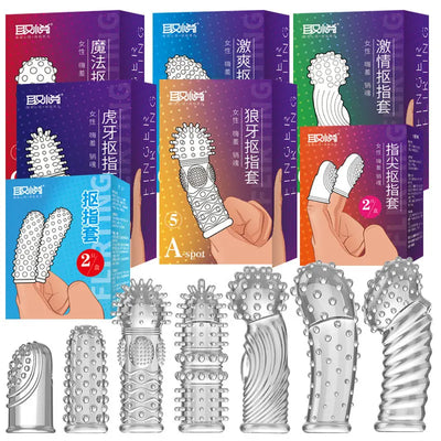 Silicone Finger Sleeve No Vibrators G Spot Orgasm Massage Clitoris Stimulator Masturbators Anal Sex Toys for Woman Beginner
