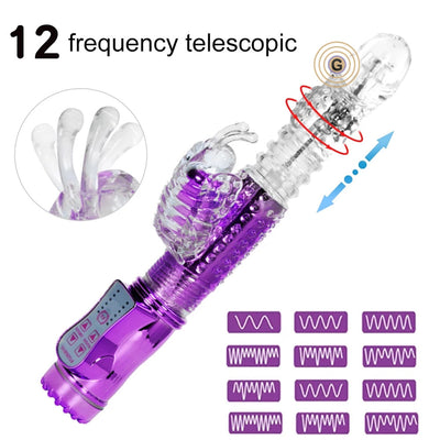 Telescopic Dildo Vibrator G-Spot Rabbit Vibrator Clitoris Stimulator Vaginal Massager Sex Toys for Women Female Masturbation