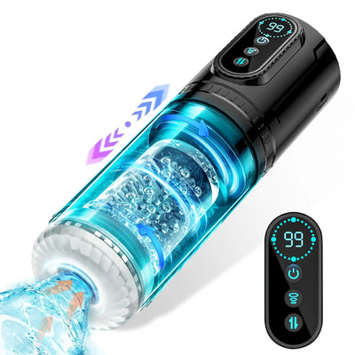 Telescopic Sucking Masturbator for Men Rotating Blowjob Masturbation Cup Real Vagina Pocket Pussy Penis Pumps Sex Toys for Adult