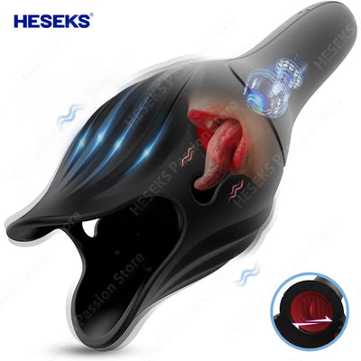 HESEKS Tongue Licking Glans Trainer Penis Vibrator Stimulator Climax Delayed Ejaculation Exercises Blowjob Massager for Men 18+
