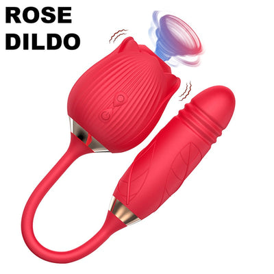Rose Clitoral Sucking Vibrator with Vibrating Egg Vaginal Anal Stimulator Breast Nipple Massager Oral 10 Modes Sex Toy for Women