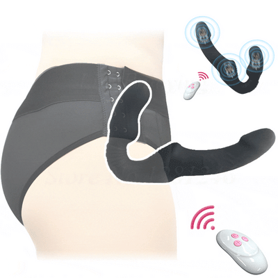 Strapless Strapon Dildo Vibrator Female Double Vibrating G Spot Adult Sex Toys for Women Couple Anal Prostate 10 Speeds Massager