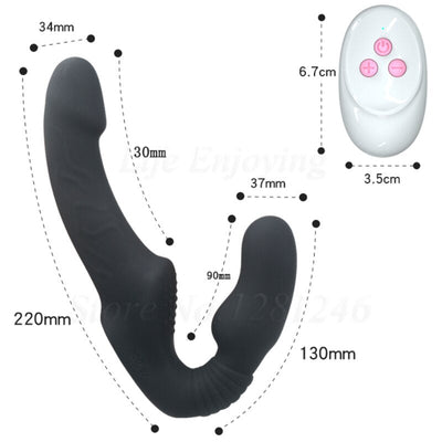 Strapless Strapon Dildo Vibrator Female Double Vibrating G Spot Adult Sex Toys for Women Couple Anal Prostate 10 Speeds Massager