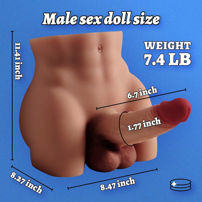 7.4LB Male Sex Doll for Women - Realistic Sex Doll for Men Trans Sex Doll She Male Sex Doll Torso with Flexible Dildo Vagina Anus Sex Dolls Sex Torso Adult Toys Gay Sex Toys for Men Women Couples