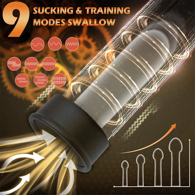 Electric Amplified Penis Vacuum Pump Male Masturbation Trainer 9 Powerful Sucking Modes Adult Male Sex Toys