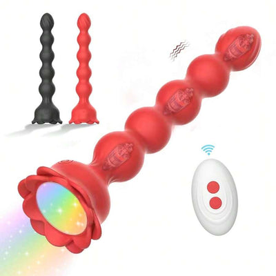 LED Remote Anal Beads Vibrating Analbutt Plug Dildo Clit Vibrato G Spot Massager Nip[Ple Stimulator Rose Sex Toys for Women Men Couples