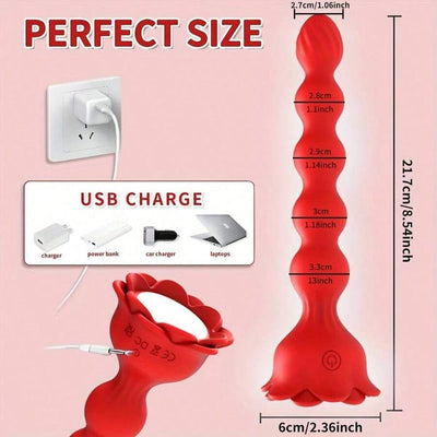 LED Remote Anal Beads Vibrating Analbutt Plug Dildo Clit Vibrato G Spot Massager Nip[Ple Stimulator Rose Sex Toys for Women Men Couples