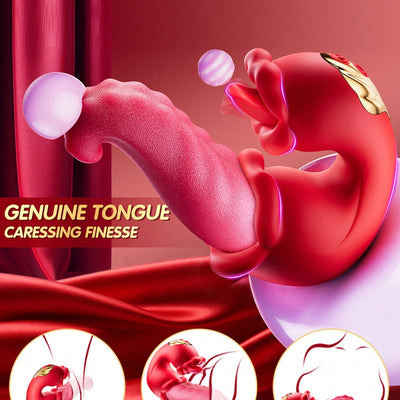 Vibrator Adult Sex Toys for Women - 4 in 1 Tongue Thrusting Vibrators Dildo Rose Sex Toys with 10 Licking Clitoral & 10 Vibration Mode, G Spot Clit Stimulator Pleasure Tools for Female Couples Games