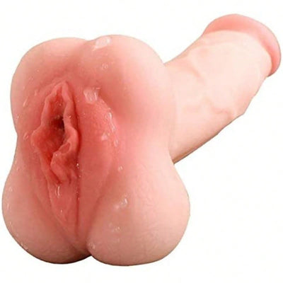 Silicone Soft 2 in 1 Design Lifelike Dildo Realistic Vagina Pocket Pussy Masturbator Adult Sex Toys, Unisex Masturbators Dildos Ass Sex Toy with Vivid Penis Sleeve Extender for Male Women Couple