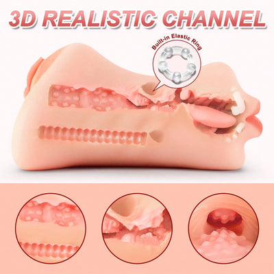 Sex Stroker Lifelike Pocket Pussy Toy with 3D Vagina and Anus, Realistic Male Masturbator with Strong Suction, Portable Adult Male Sex Toy for Men Masturbation Pleasure