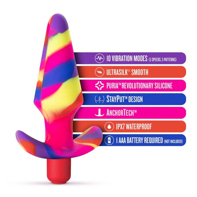 Eden 10 Vibration Modes - 5" Platinum Cured Silicone Satin Smooth Anal Butt Plug with Anchor Base