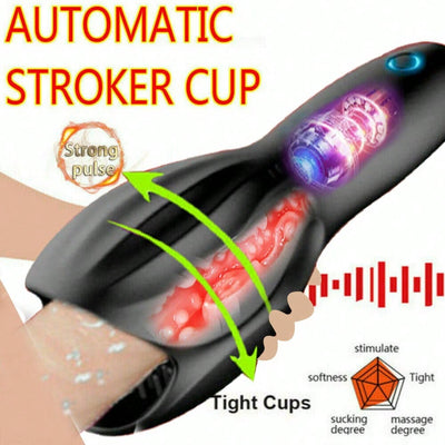 Male Masturbaters Automatic Handsfree Stroker Pussy Oral Adult Sex Machine Toy