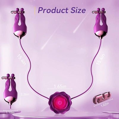 Nipple Toys Rose Sex Toy, Nipple Vibrator with 10 Vibration Modes Vibrating Nipple Clamps Adult Toys for Couples or Women