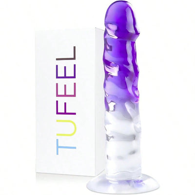 7.8 Inch Dark Purple Clear Textured Dildo  Material Adult G Spot Dildo Sex Toys with Strong Suction Cup Suitable for Women Male Beginner Training Strap on Sexual Anal Play Vagina Stimulation