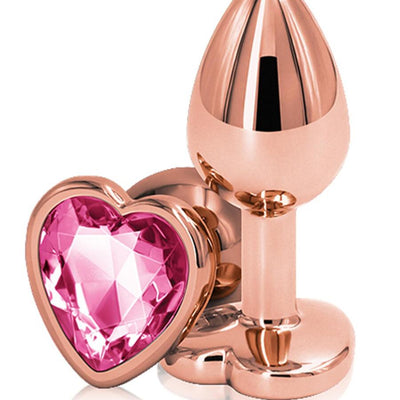 Sex Toys Anal Toys Rose Gold Pink Heart Shape Crystal Metal Anal Beads Butt Plug Sex Toy for Female Male