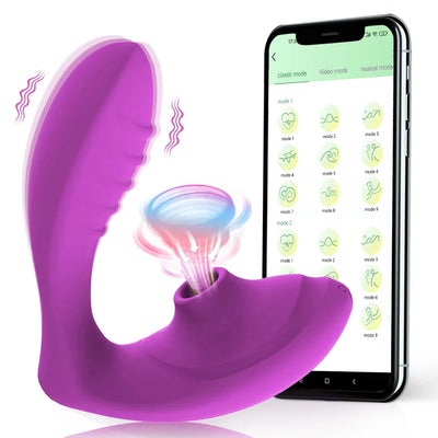 2 in 1 Stimulation Vibrator App ควบคุม 10 ดูดโหมดสั่นสําหรับผู้หญิง Clit G Spot Massage Stimulator ของเล่นสําหรับผู้ใหญ่