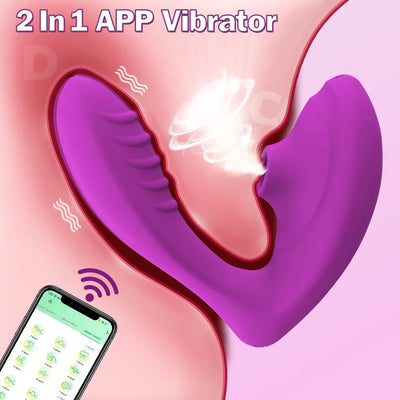 2 in 1 Stimulation Vibrator App ควบคุม 10 ดูดโหมดสั่นสําหรับผู้หญิง Clit G Spot Massage Stimulator ของเล่นสําหรับผู้ใหญ่