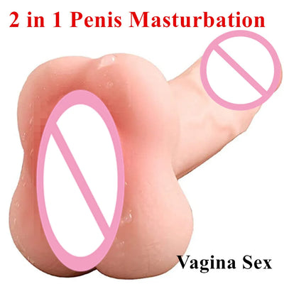 2 in 1 Realistic Masturbator Female Male Dildo Penis Masturbation Cup Adult G Spot Anal Plug Real Vaginal Sex Toys for Couples