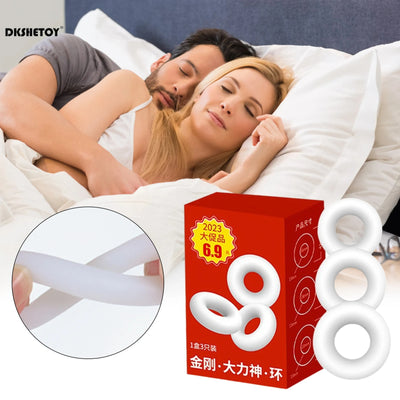 3pcs Penis Rings Semen Lock Cock Rings Sleeve Delay Ejaculation Silicone Beaded Time Lasting Erection Sex Toys for Men