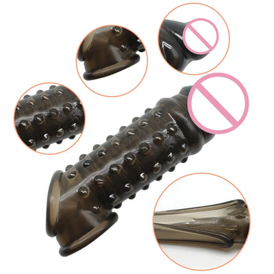 ปลอกซิลิโคนสำหรับผู้ชายถุงยางยืดอวัยวะเพศชายใช้ซ้ำได้ปลอกอวัยวะเพศชายช่วยหลั่งช้าเซ็กซ์ทอยใหญ่ขึ้น