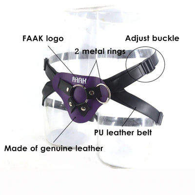 FAAK Harness Strap-ons Bottom Leather Strap on Dildo Penis Adjustable Bondage Sex Toys for Women  Lesbian Sex Products Sex Shop