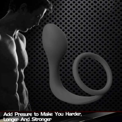 Cock Ring Ergonomic Intense Climax Silicone Anal Plug Delay Ejaculation Lock Ring for Adult Men
