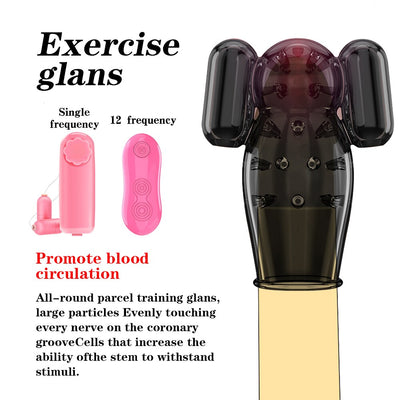 Double Bullet Glans Vibrator for Men Penis Exerciser 12 Speeds Remote Conntrol Penis Glans Trainer for Delay Ejaculation Sex Toy