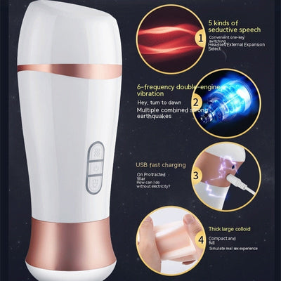 Enigma Ji Xiaoai Aircraft Cup Intelligent Pronunciation Double Shock Exerciser Inverted Model Male Masturbation Device Adult Sex