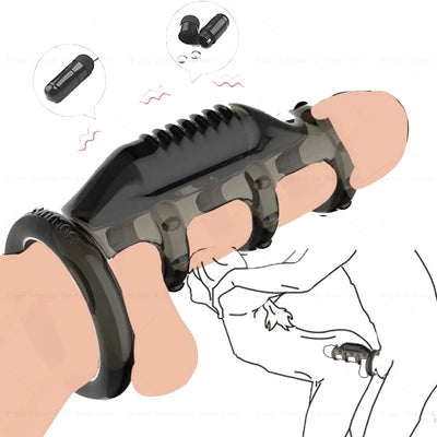 Erotic Bdsm Penis Ring Vibrator for Men Cock Delay Ejaculation Stronger Erection Adult Sex Toys for Women Chastity Cage Shop