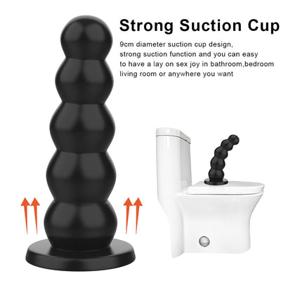 Female Male Masturbator Liquid Silicone 5 Beads Anal Plugs Big Dildos Butt Plug Sex Toys for Women Men Strong Suction Cup