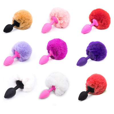 Fluffy Ball Rabbit Tail Ass Silicone Adult Butt Sex Toys Anal Plug