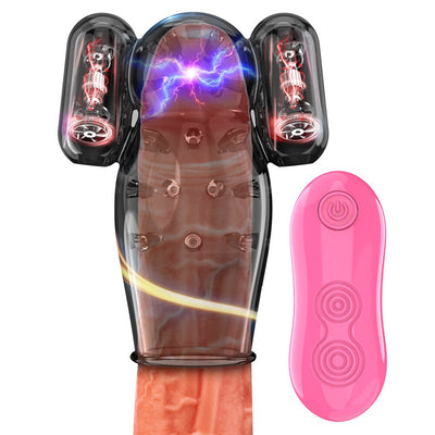 Double Bullet Glans Vibrator for Men Penis Exerciser 12 Speeds Remote Conntrol Penis Glans Trainer for Delay Ejaculation Sex Toy
