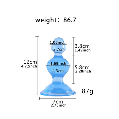 Moonuo Female Size S/M/L Pull Beads Butthole and Vaginal Use Multicolor Healthy Soft Gel Suction Cup for Women Big Dick Sex Toys