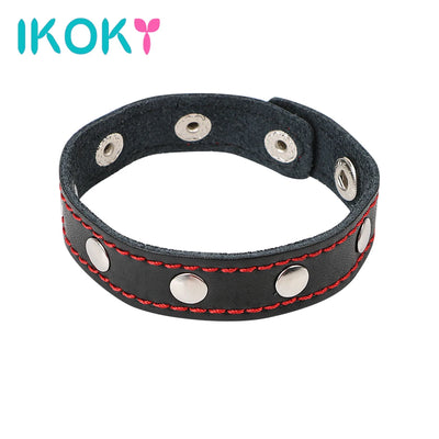 IKOKY Adjustable Penis Rings Time Delay Ejaculation Adult Products Sex Toys for Men Cock Rings Leather Belt Fasten