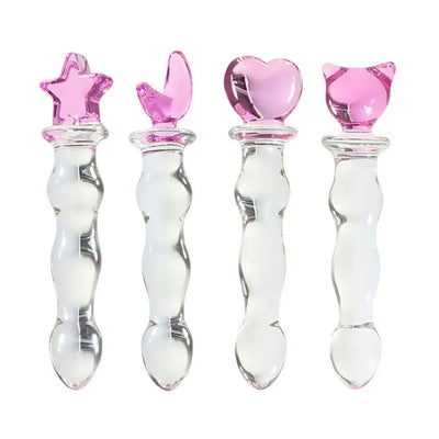 Glass Dildo Sex Penis Large Crystal Pink Heart Butt Plug Vagina Ball Big Glass Anal Dildo Bead Fake Penis Sex Toys for Women Gay