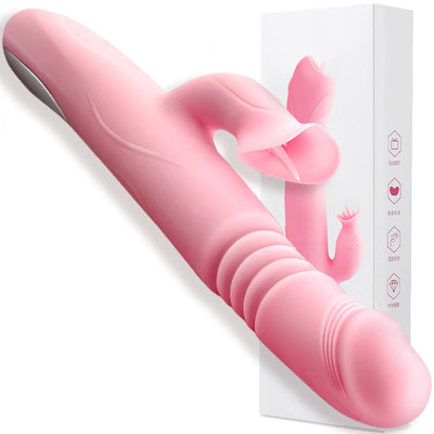 Heating Powerful Telescopic Vibrator for Women Tongue Licking Sex Toys Soft Silicone Clitoris Massage Stick Female Masturbators