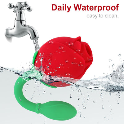 IKOKY 2 in 1 Anal Plug Sucking Vibrator Tail Vibration Clitoris Stimulation Vagina Nipple Massager Rose Shape Sex Toys for Women