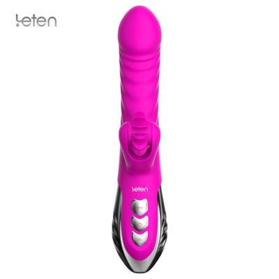 Leten Female Masturbation Sex Toys for Women Smart Heating Frenzy Stick Double Shock Tongue Vagina Massage Stick Sex Product